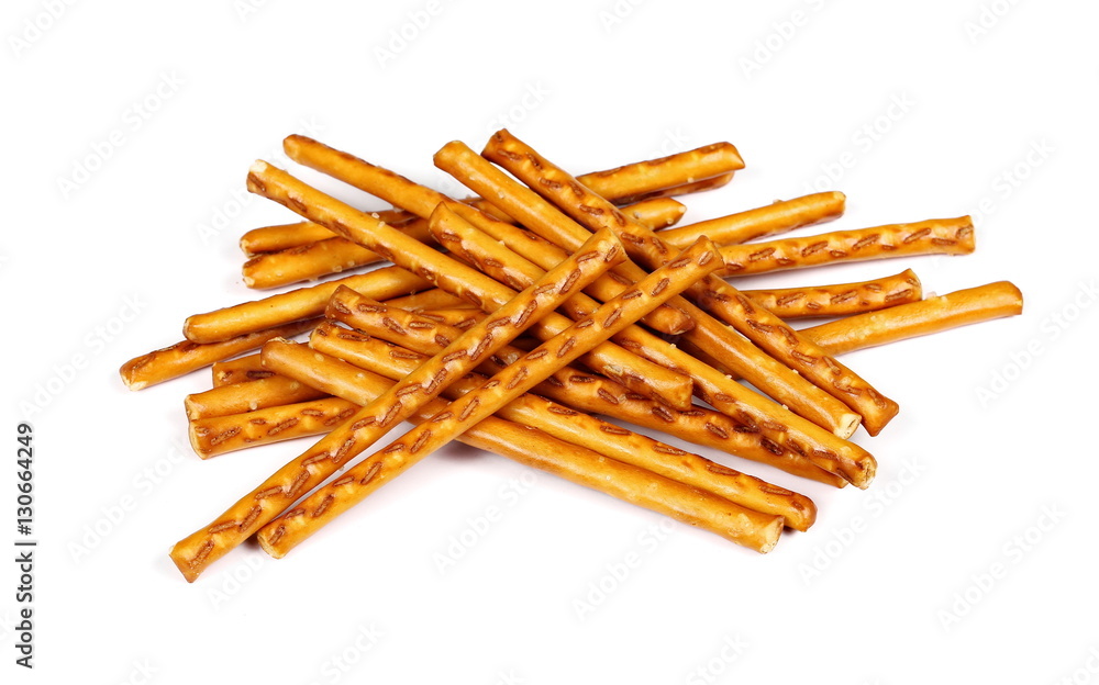 salty cracker pretzel sticks isolated on white background salty cracker pretzel sticks isolated on white background