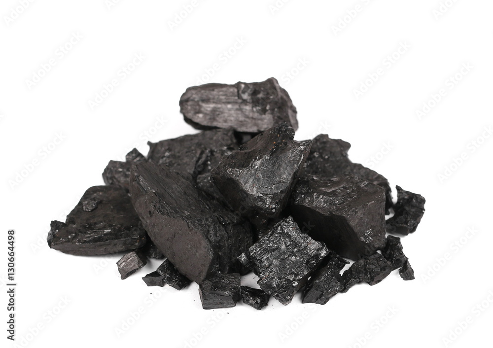 pile black coal isolated on white background pile black coal isolated on white background