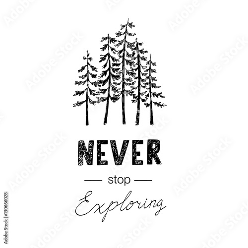 Hand drawn vector wild forest lable and design elements.