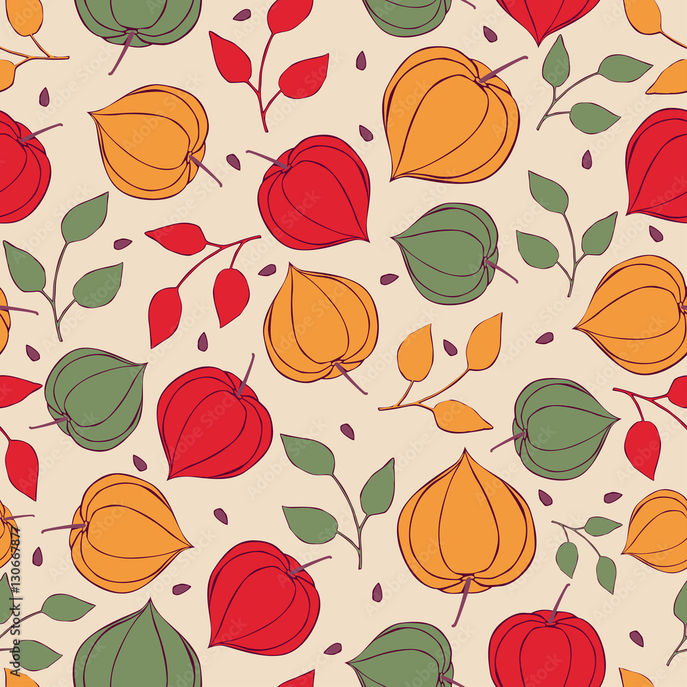 Seamless background physalis flowers. Seamless background physalis flowers.