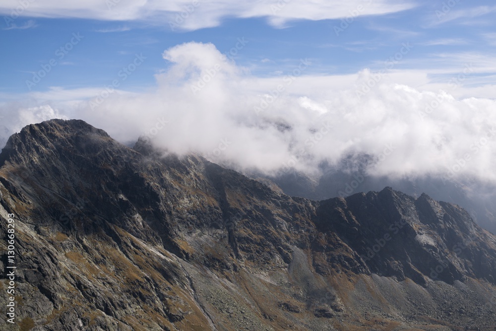 Clouds and views of High Tatras Mountains. Slovakia