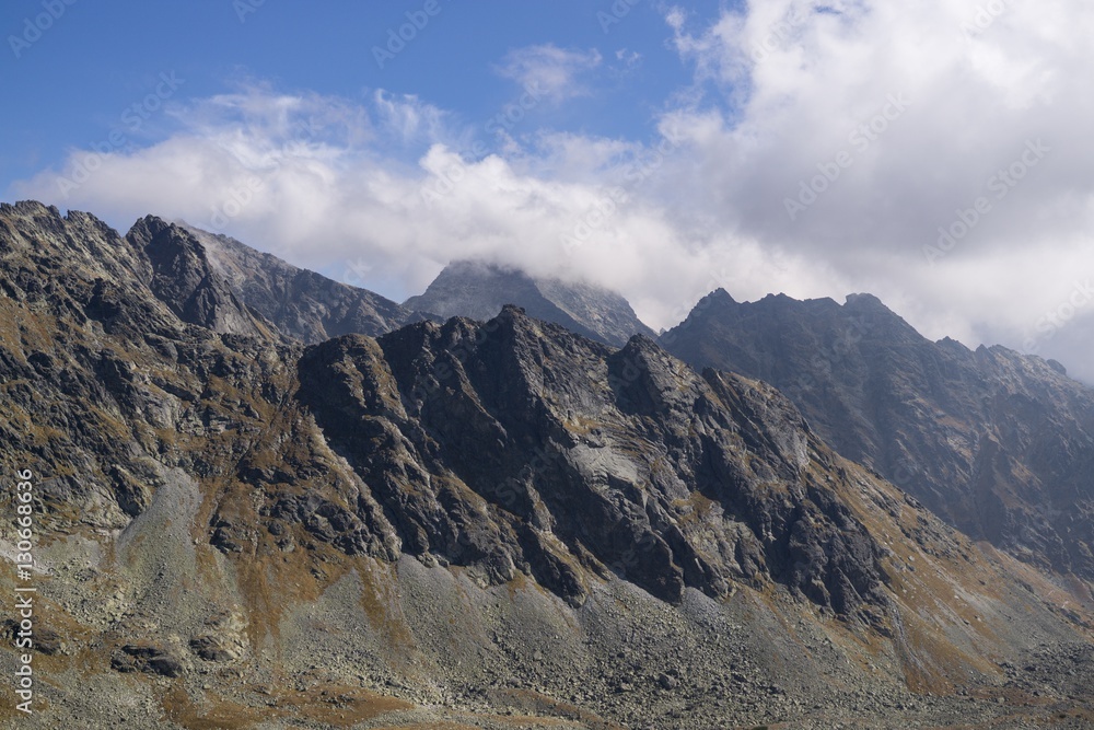 Clouds and views of High Tatras Mountains. Slovakia