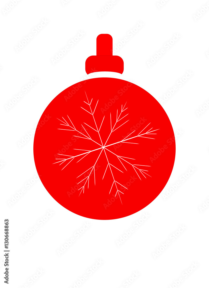Red Christmas ball and snowflake. Vector illustration Red Christmas ball and snowflake. Vector illustration