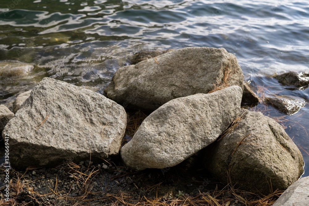 Stones in water of lake. Slovakia