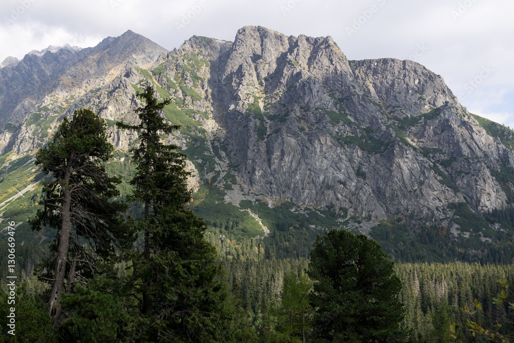 Obraz premium Clouds and views of High Tatras Mountains. Slovakia