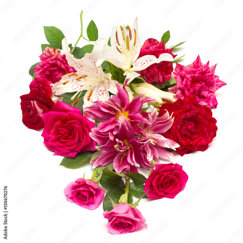 Beautiful bouquet of roses and lilies Beautiful bouquet of roses and lilies