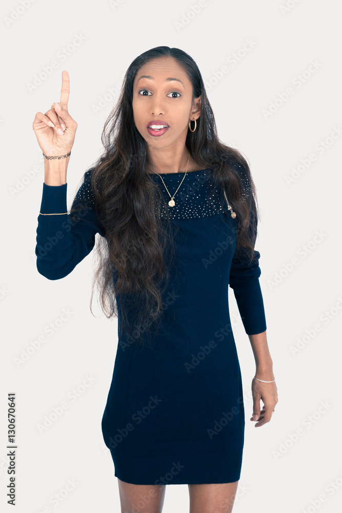 Beautiful woman doing different expressions in different sets of clothes: want to speak Beautiful woman doing different expressions in different sets of clothes: want to speak