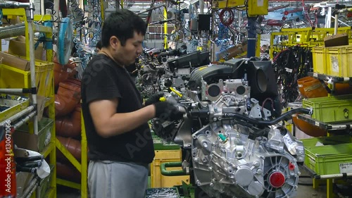 Workers. Work in Process. Car Manufacturing. Car Production