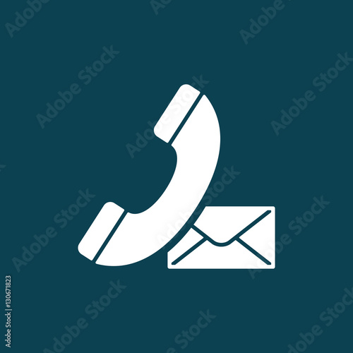 handset envelope icon on blue background