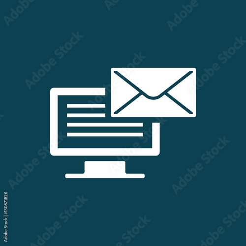 computer send receive email icon on blue background photo