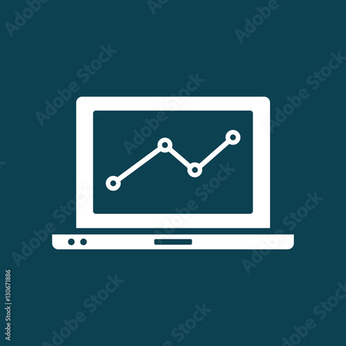 computer chart statistic icon on blue background