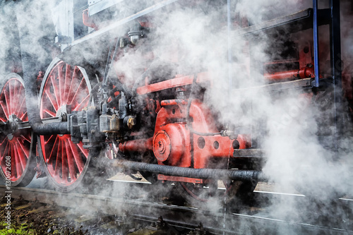 historical train close-up with steam