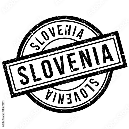 Slovenia rubber stamp. Grunge design with dust scratches. Effects can be easily removed for a clean, crisp look. Color is easily changed.