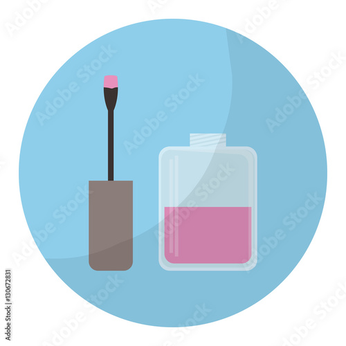 blue circle with nail lacquer icon over white background. colorful design. vector illustration
