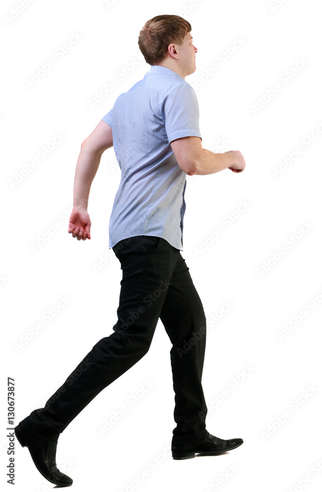 back view of running business man back view of running business man