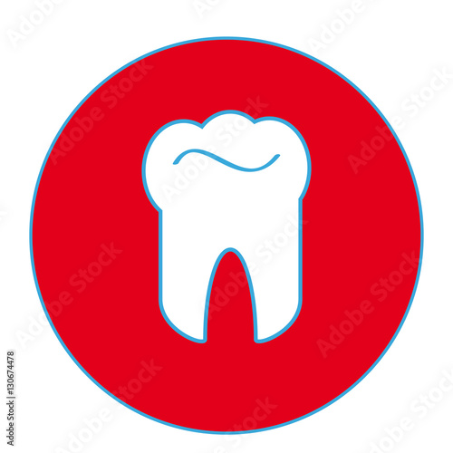 Tooth in red ring on white background