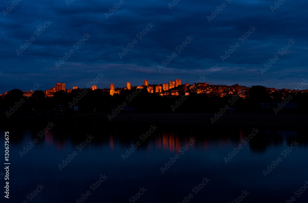 Last rays of evening sunlight, Ada lake, Belgrade, Serbia
