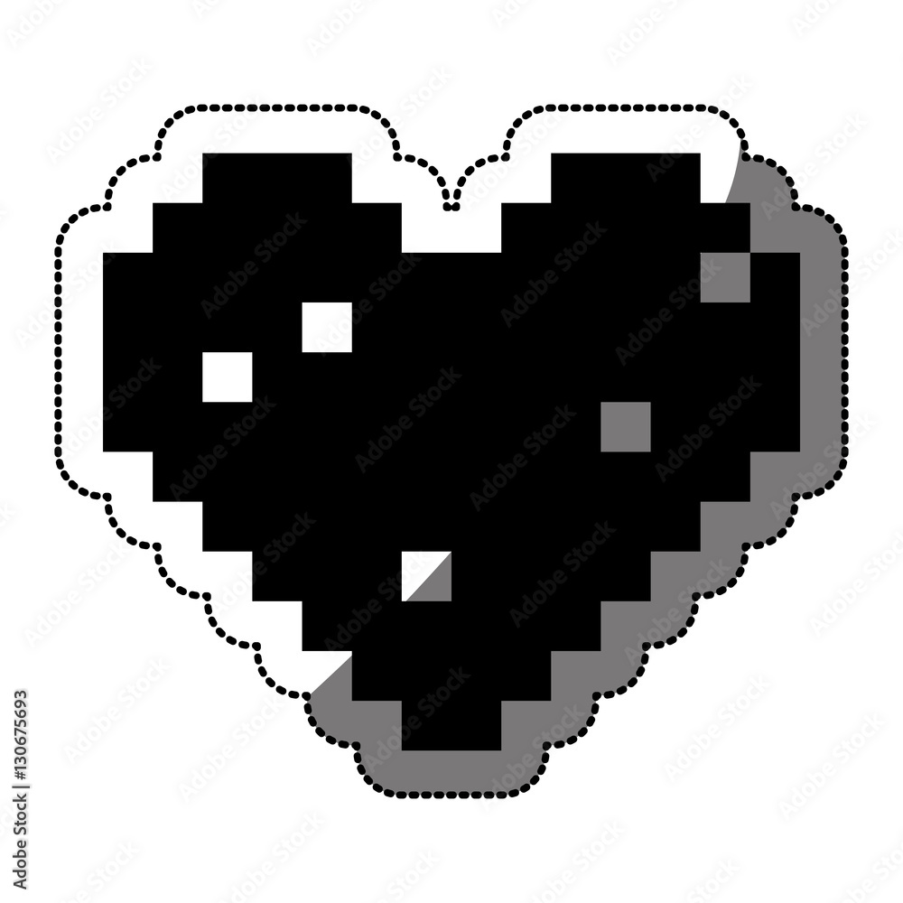 Pixel heart icon. Love passion romantic and decoration theme. Isolated design. Vector illustration