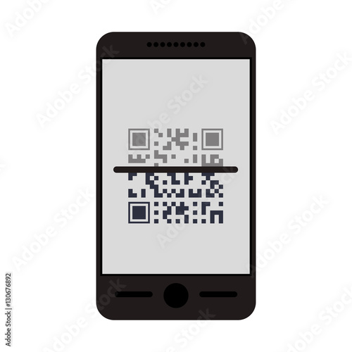 Qr code and smartphone icon. Scan technology information price and digital theme. Isolated design. Vector illustration