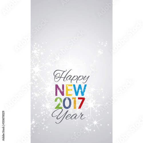 Happy New 2017 Year firework color white grey vector