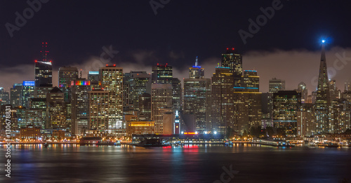 San Francisco Night Skyline. Eastern shoreline from Treasure Island. © Yuval Helfman