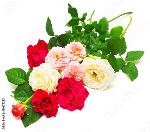 Fototapeta Naklejka Na Ścianę i Meble -  A beautiful bouquet of red flowers roses isolated on white backg