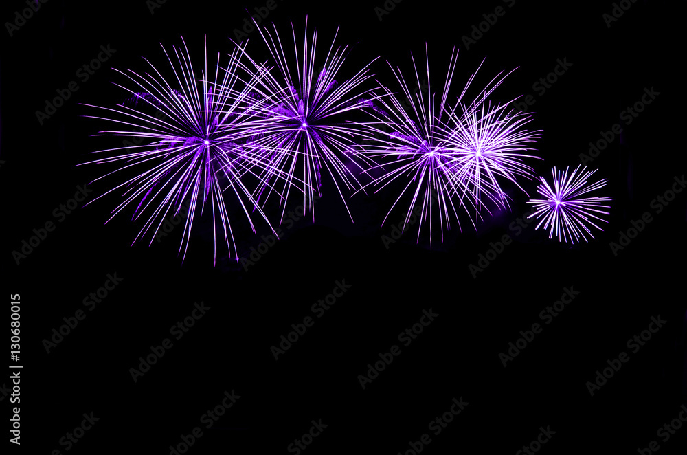 Violet fireworks with copy space