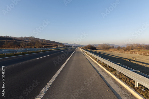 empty highway at sunset