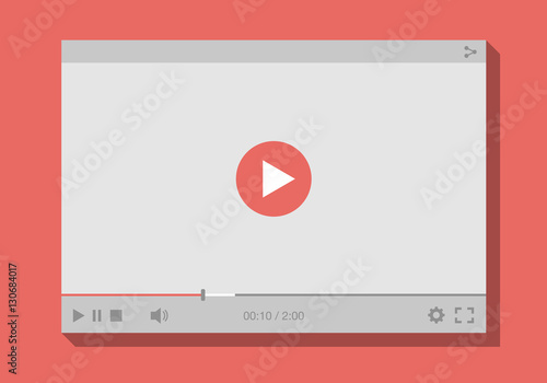 video player interface, mock-up for web and mobile apps. Flat style. Vector illustration, EPS10.