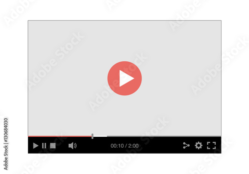 video player interface, mock-up for web and mobile apps. Flat style. Vector illustration, EPS10.