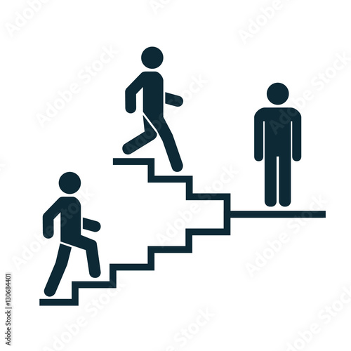 Upstairs-downstairs icon sign. Stand and walk man in the stairs. Career symbol. flat design. Vector illustration.