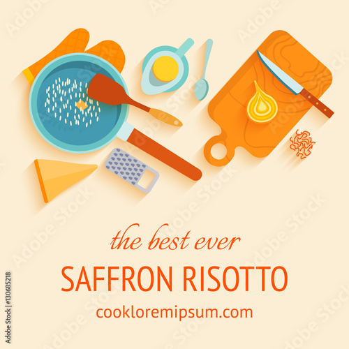 Traditional italian cuisine recipe of saffron risotto