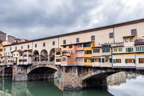 Medieval Ponte Vecchio and the Arno River in Florence in Tuscany-Italy © pegasophoto