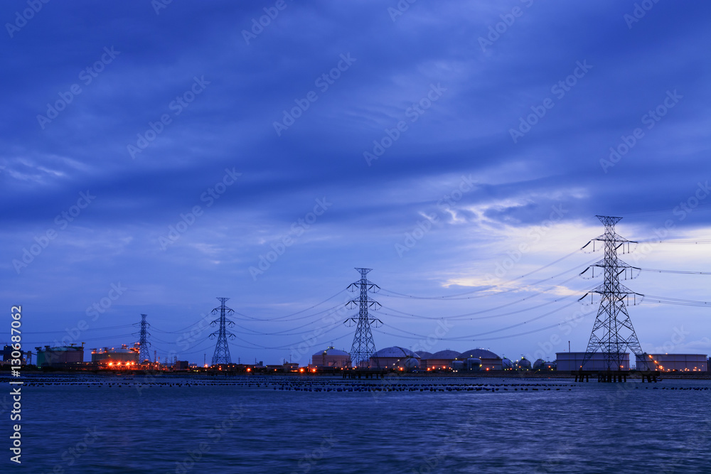 Industrial plants located by the sea. Industrial plants located by the sea.