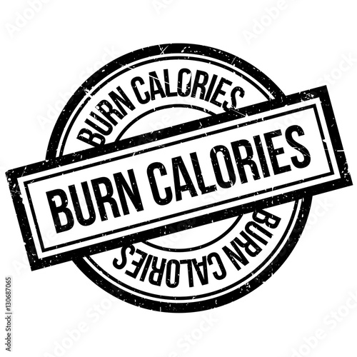 Burn Calories rubber stamp. Grunge design with dust scratches. Effects can be easily removed for a clean, crisp look. Color is easily changed.