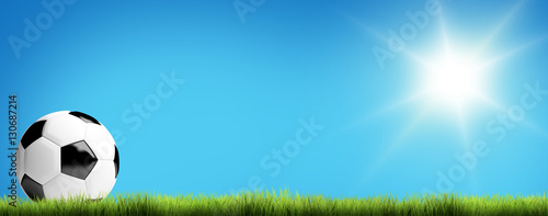 football ball 3D render sunny blue sky background