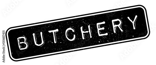 Butchery rubber stamp. Grunge design with dust scratches. Effects can be easily removed for a clean, crisp look. Color is easily changed.