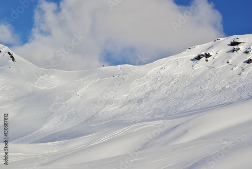 Large avalanche set by skier