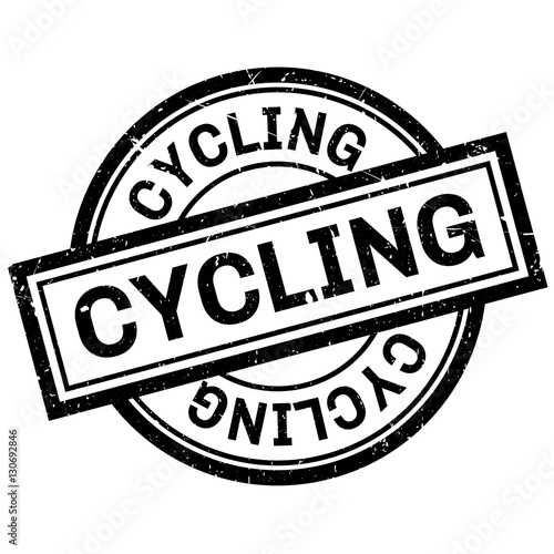 Cycling rubber stamp. Grunge design with dust scratches. Effects can be easily removed for a clean, crisp look. Color is easily changed.