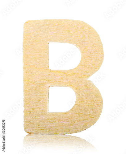 Wooden carved alphabet letter, B.