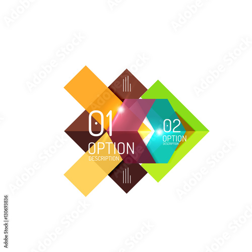 Geometric abstract composition with text and options