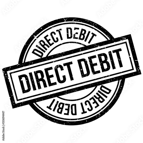 Direct Debit rubber stamp. Grunge design with dust scratches. Effects can be easily removed for a clean, crisp look. Color is easily changed.