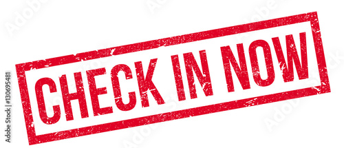 Check In Now rubber stamp. Grunge design with dust scratches. Effects can be easily removed for a clean, crisp look. Color is easily changed.