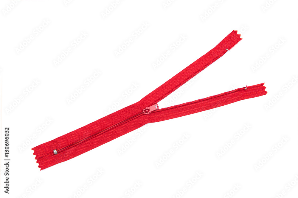 red zipper on white background red zipper on white background