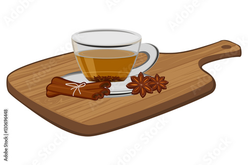 Cup of tea with cinnamon and anise