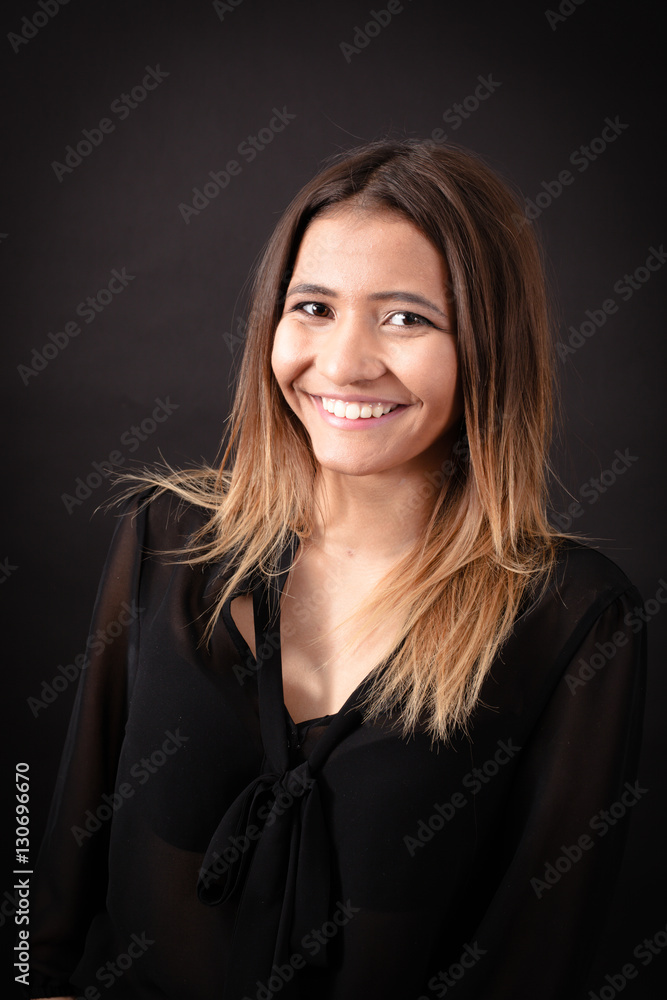 Beautiful woman doing different expressions in different sets of clothes: love Beautiful woman doing different expressions in different sets of clothes: love