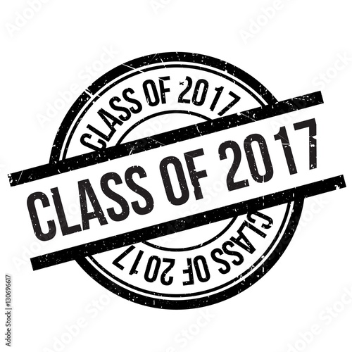 Class of 2017 stamp. Grunge design with dust scratches. Effects can be easily removed for a clean, crisp look. Color is easily changed.