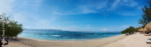 Panorama of tropical beach with blue ocean © len4foto