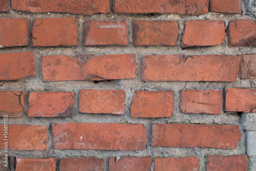 Red brick vintage wall with horizontal masonry. Background