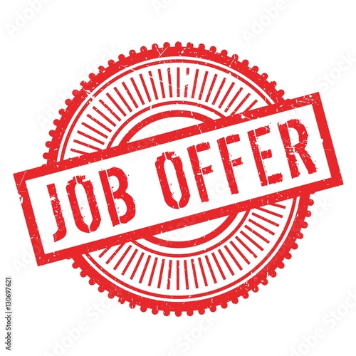 Job offer stamp. Grunge design with dust scratches. Effects can be easily removed for a clean, crisp look. Color is easily changed.
